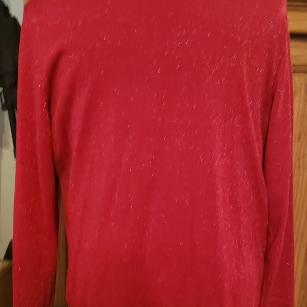 Judith Hart Woman Red Sparkle Metallic Dressy Glitter Cardigan Sweater 2X - Picture 3 of 5